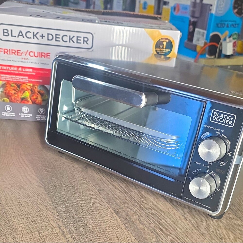 BLACK+DECKER Crisp 'N Bake Air Fry 4-Slice Toaster Oven 1500W Silver/Black